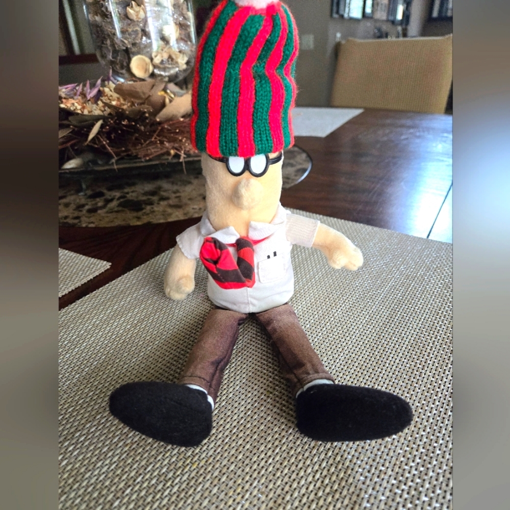 DILBERT IN RED AND GREEN STOCKING HAT